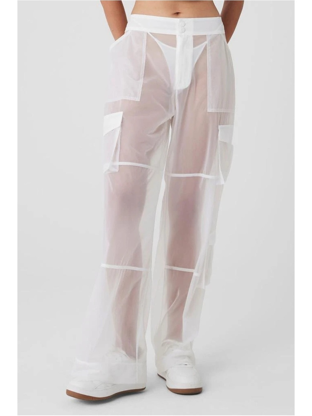 Alo Sheer Effusion Cargo Wide-Leg Trousers White XS